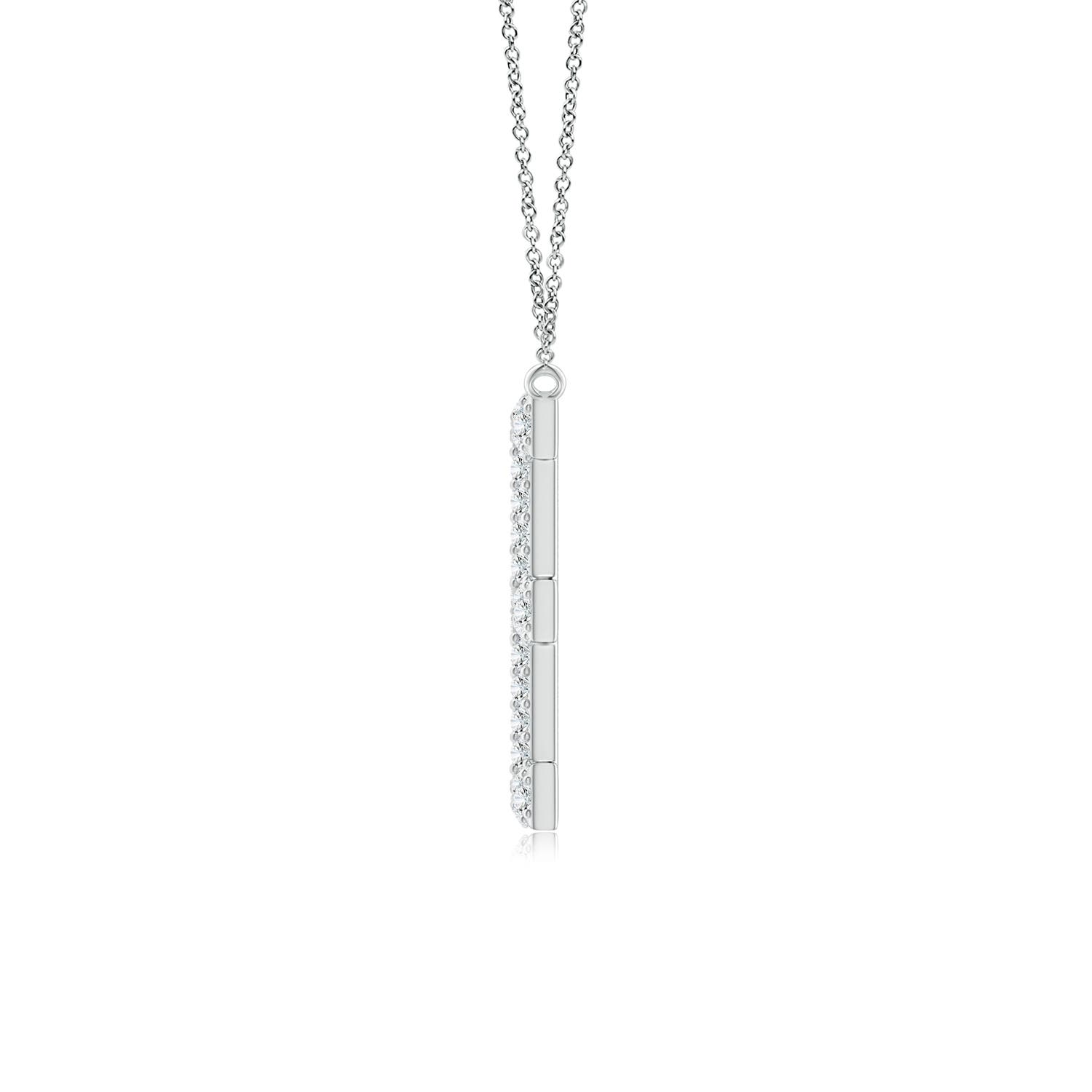 1mm GVS2 Prong-Set Diamond Capital "E" Knife-Edge Initial Pendant in P950 Platinum - side 2