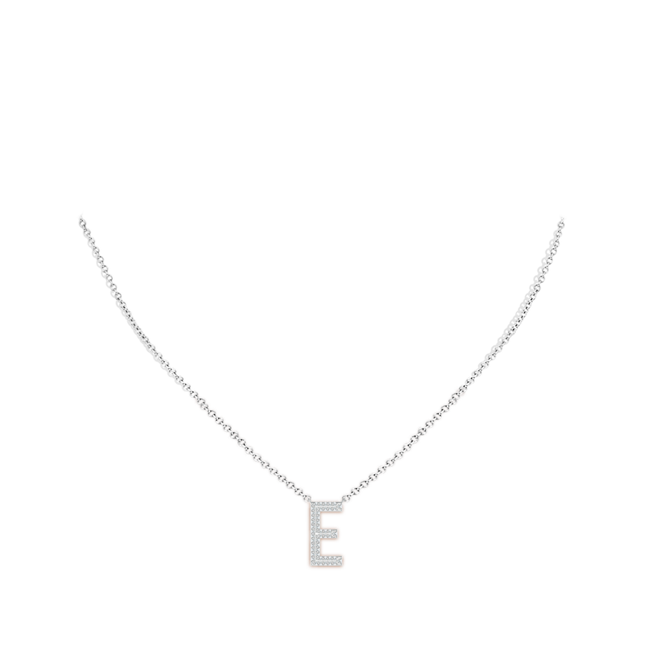 1mm GVS2 Prong-Set Diamond Capital "E" Knife-Edge Initial Pendant in P950 Platinum body-neck