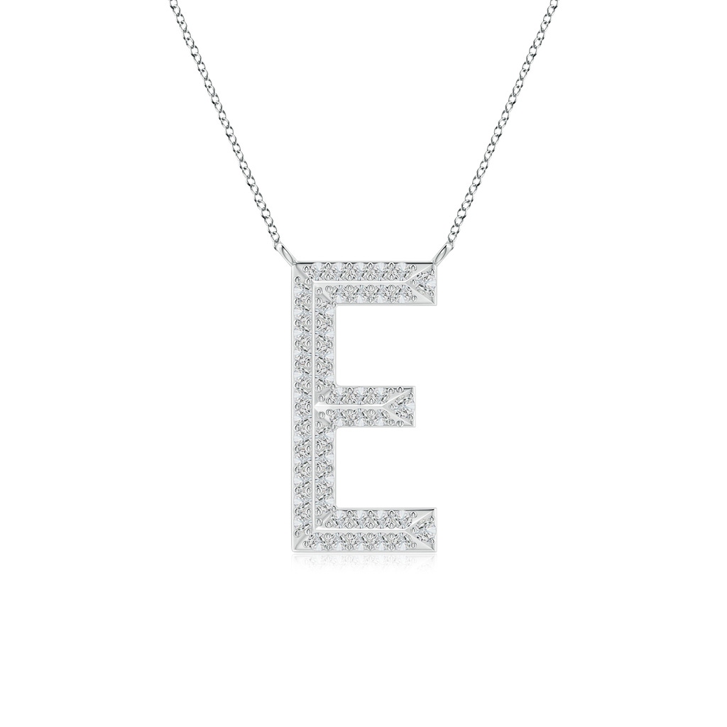 1mm HSI2 Prong-Set Diamond Capital "E" Knife-Edge Initial Pendant in White Gold