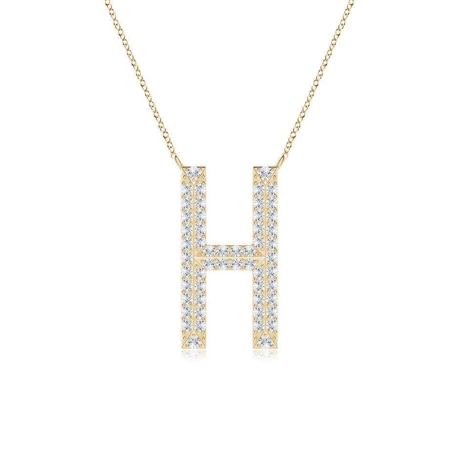 1mm GVS2 Prong-Set Diamond Capital "H" Knife-Edge Initial Pendant in Yellow Gold 