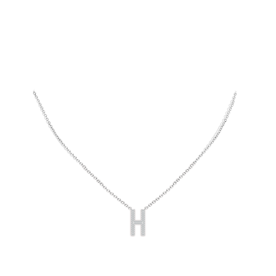 1mm HSI2 Prong-Set Diamond Capital "H" Knife-Edge Initial Pendant in P950 Platinum body-neck