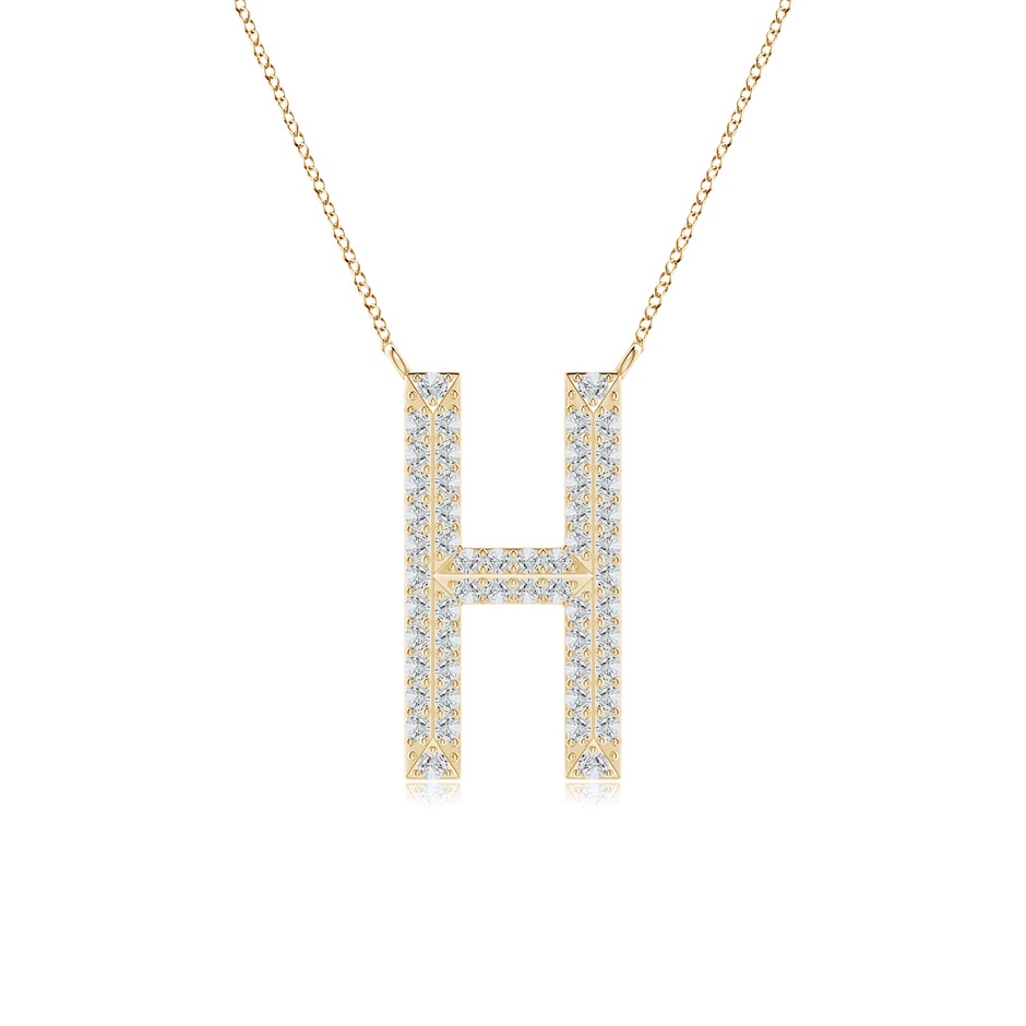 1mm HSI2 Prong-Set Diamond Capital "H" Knife-Edge Initial Pendant in Yellow Gold 