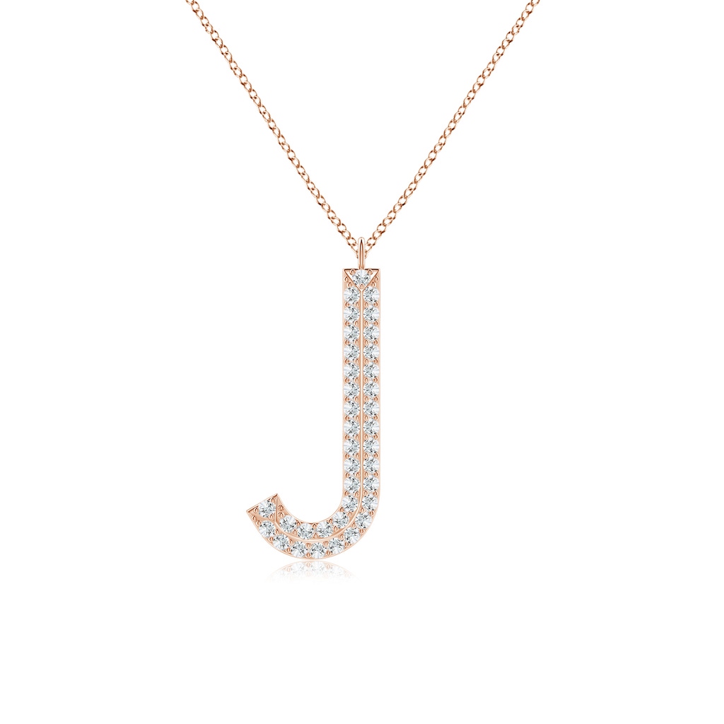1.05mm GVS2 Prong-Set Diamond Capital "J" Knife-Edge Initial Pendant in Rose Gold