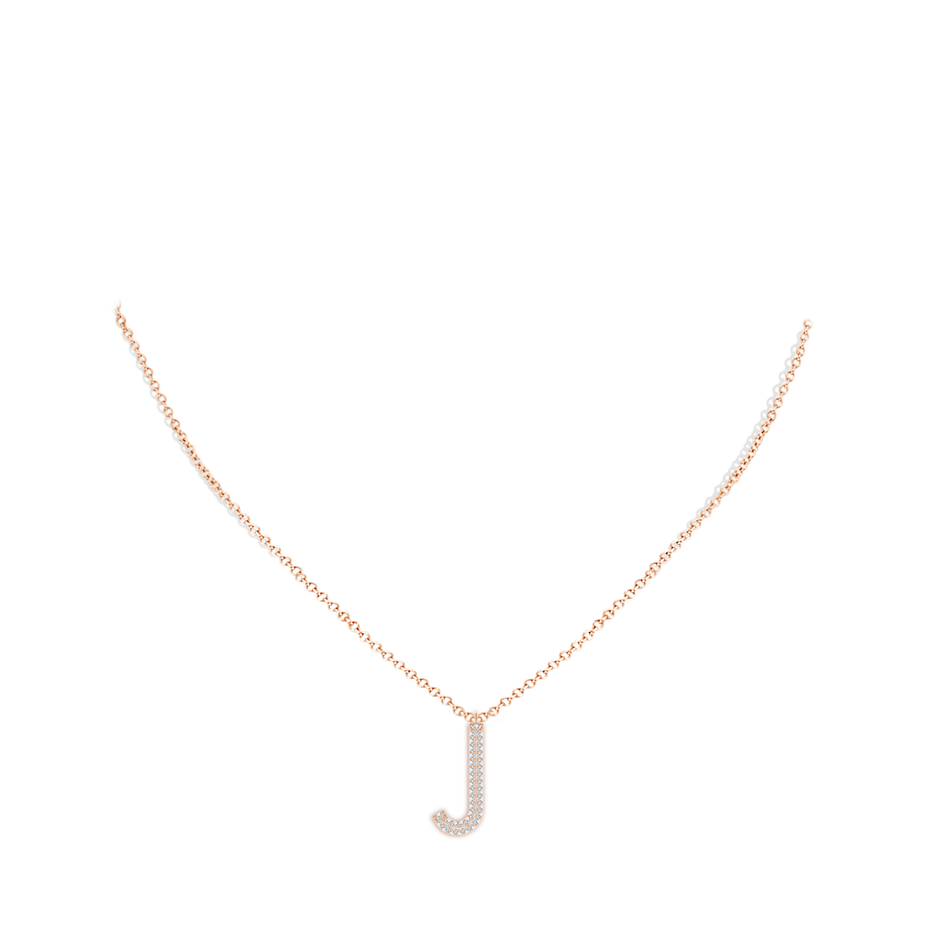 1.05mm GVS2 Prong-Set Diamond Capital "J" Knife-Edge Initial Pendant in Rose Gold body-neck