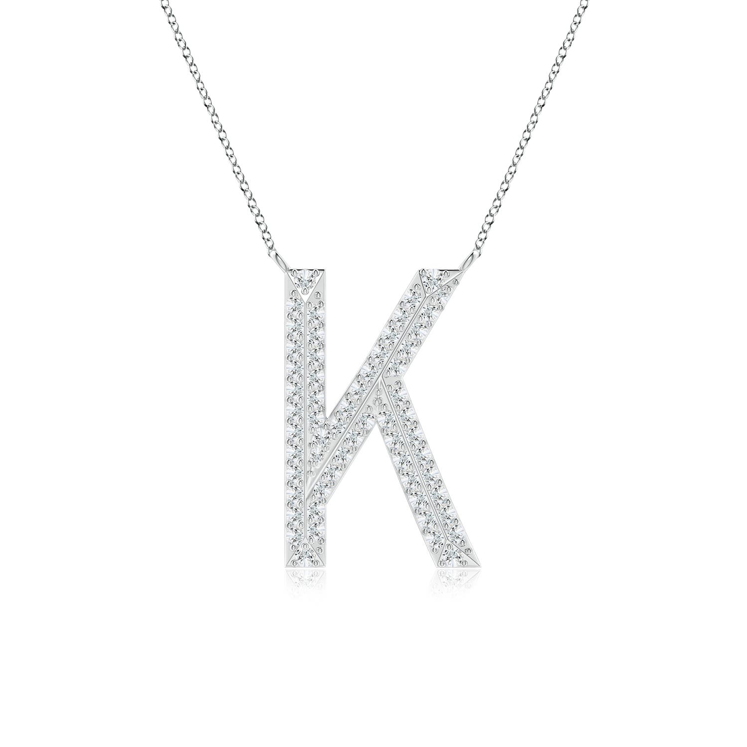 1.05mm GVS2 Prong-Set Diamond Capital "K" Knife-Edge Initial Pendant in P950 Platinum