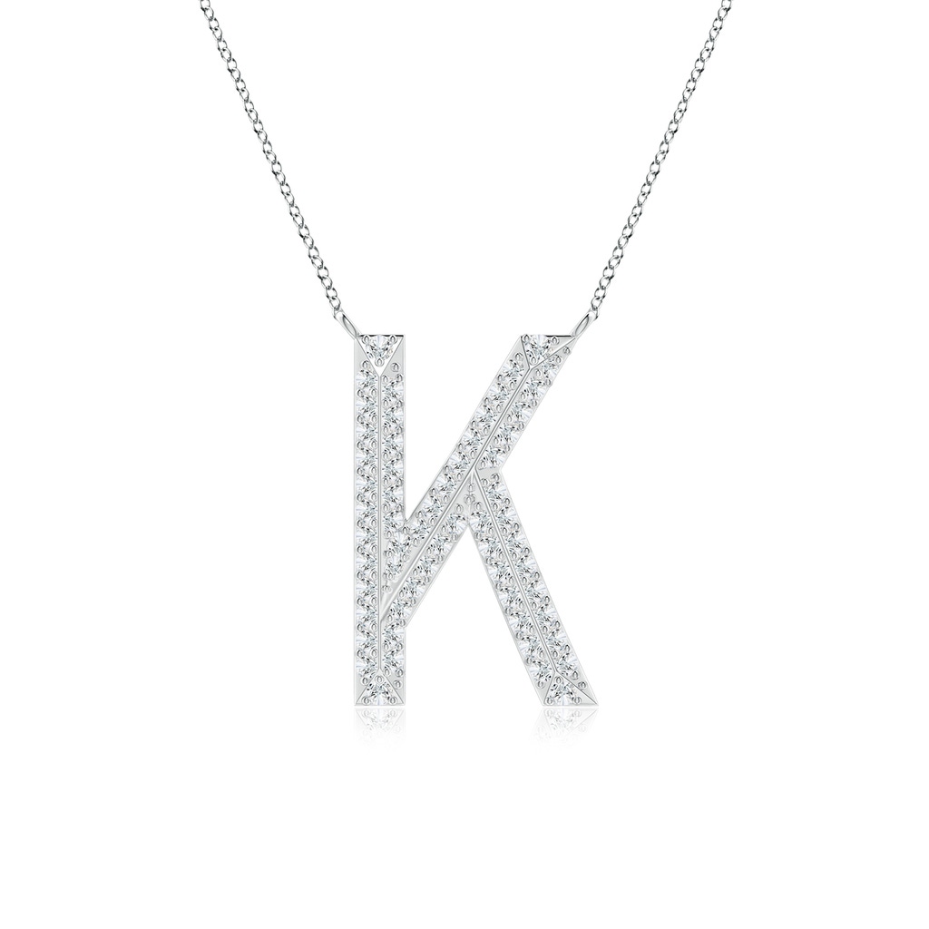1.05mm GVS2 Prong-Set Diamond Capital "K" Knife-Edge Initial Pendant in White Gold