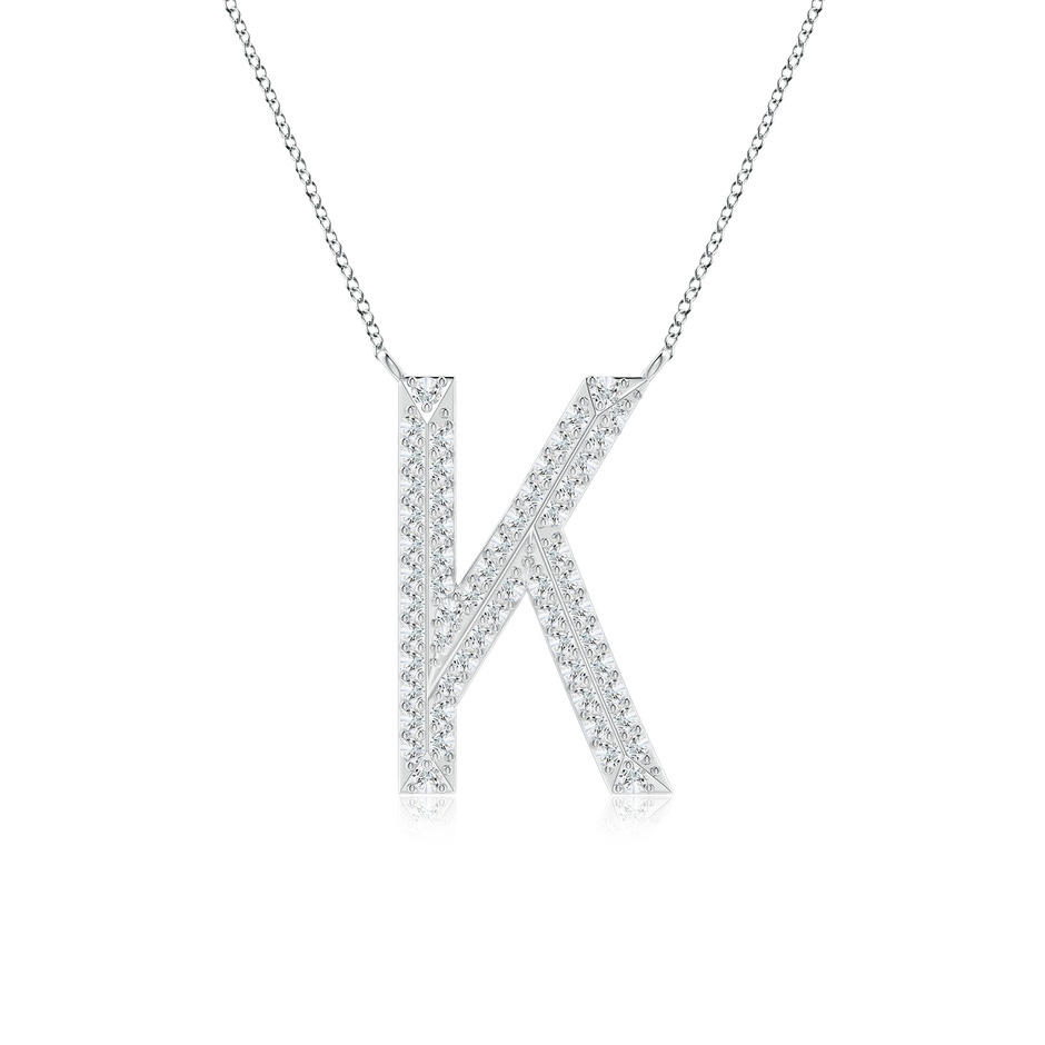 1.05mm GVS2 Prong-Set Diamond Capital "K" Knife-Edge Initial Pendant in White Gold 