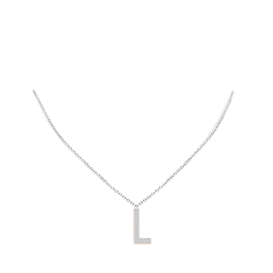 1mm GVS2 Prong-Set Diamond Capital "L" Knife-Edge Initial Pendant in P950 Platinum body-neck