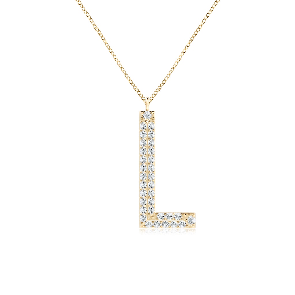 1mm GVS2 Prong-Set Diamond Capital "L" Knife-Edge Initial Pendant in Yellow Gold