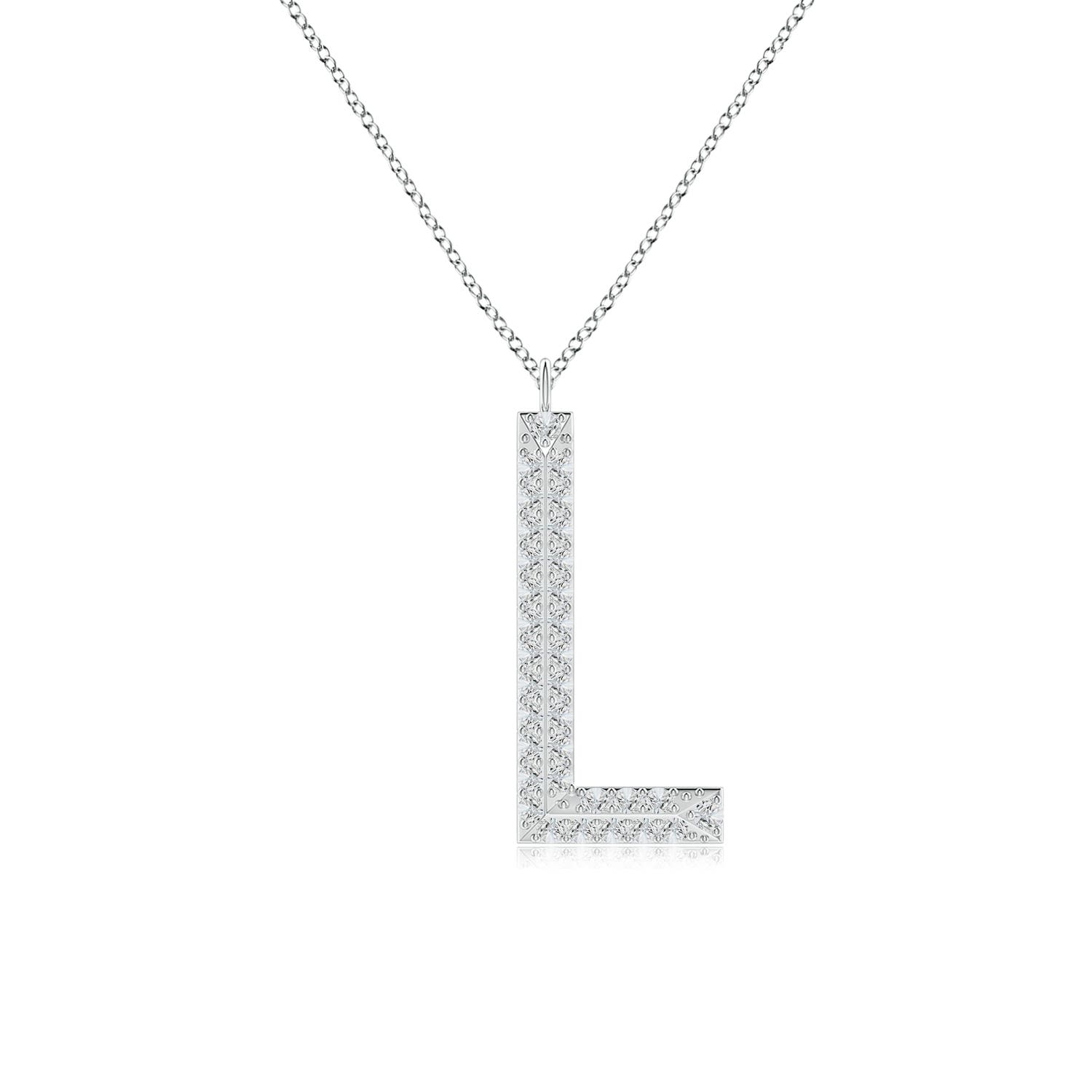 1mm HSI2 Prong-Set Diamond Capital "L" Knife-Edge Initial Pendant in P950 Platinum