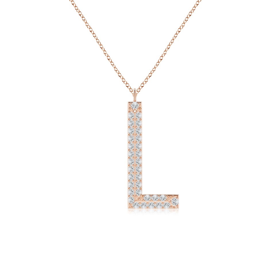 1mm HSI2 Prong-Set Diamond Capital "L" Knife-Edge Initial Pendant in Rose Gold 