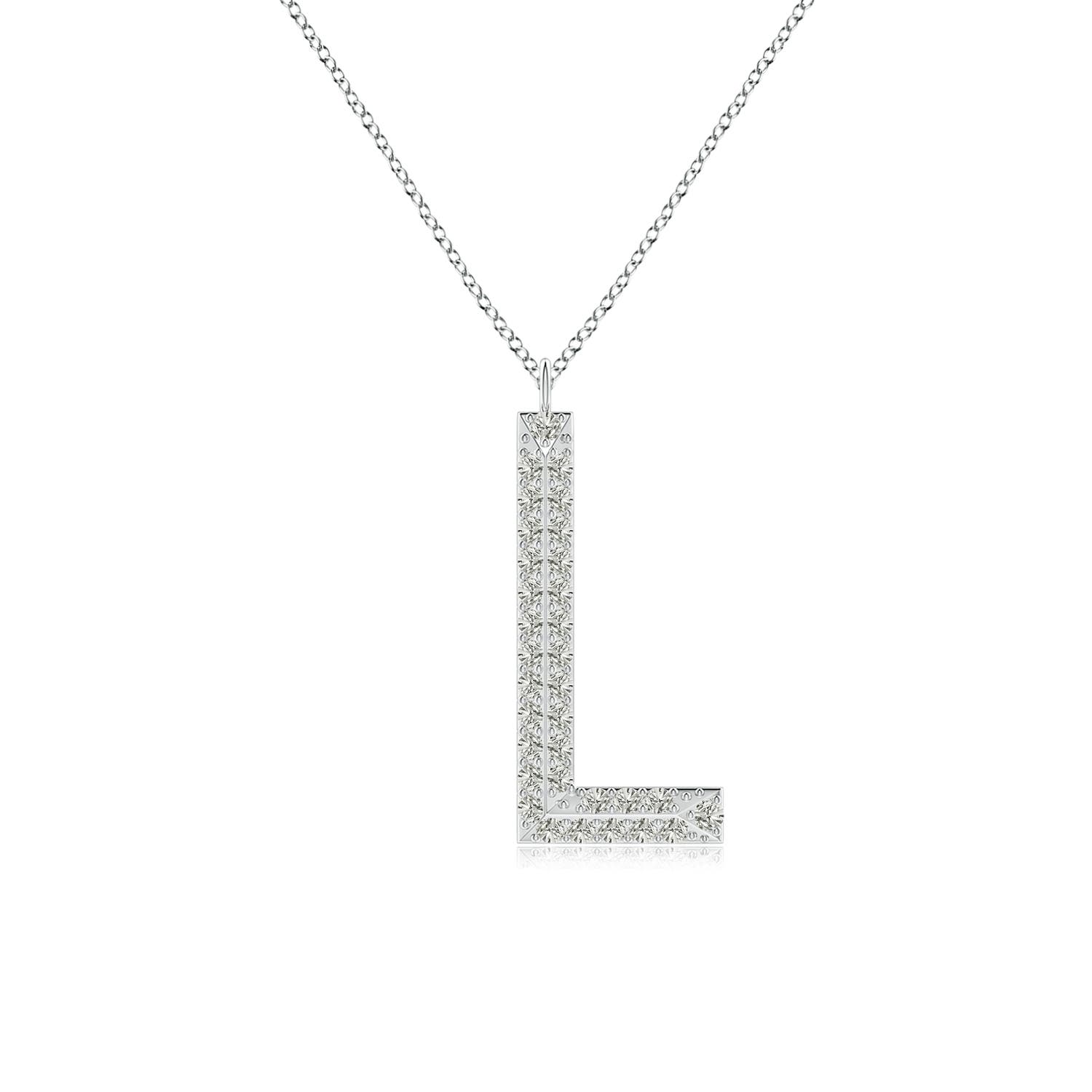 1mm KI3 Prong-Set Diamond Capital "L" Knife-Edge Initial Pendant in P950 Platinum