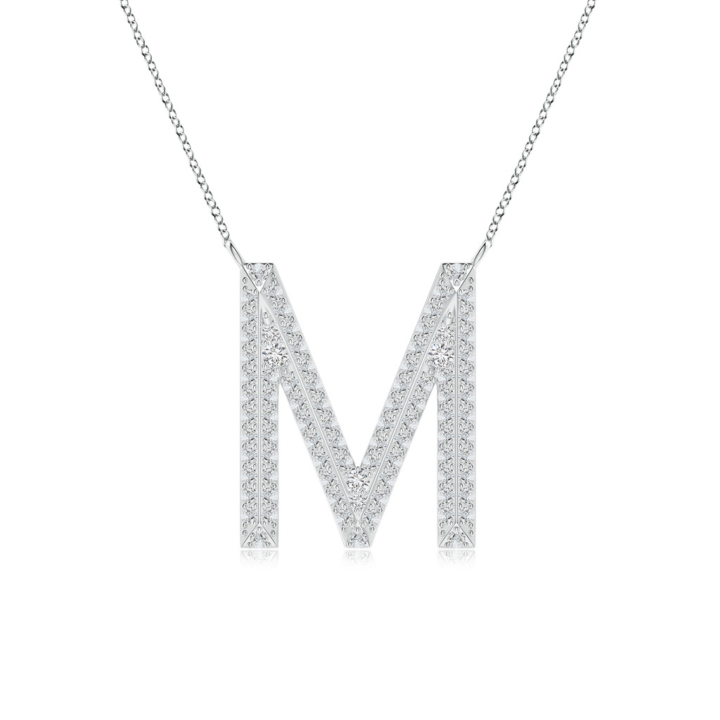 1.05mm HSI2 Prong-Set Diamond Capital "M" Knife-Edge Initial Pendant in White Gold
