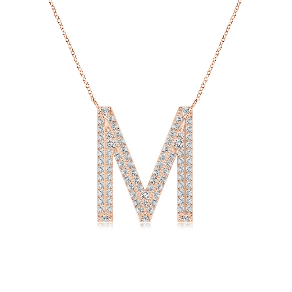 1.05mm IJI1I2 Prong-Set Diamond Capital "M" Knife-Edge Initial Pendant in Rose Gold 