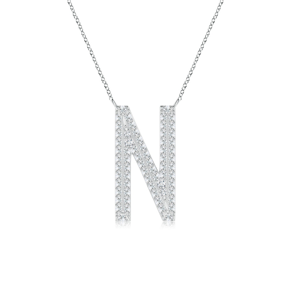 1.1mm GVS2 Prong-Set Diamond Capital "N" Knife-Edge Initial Pendant in White Gold 