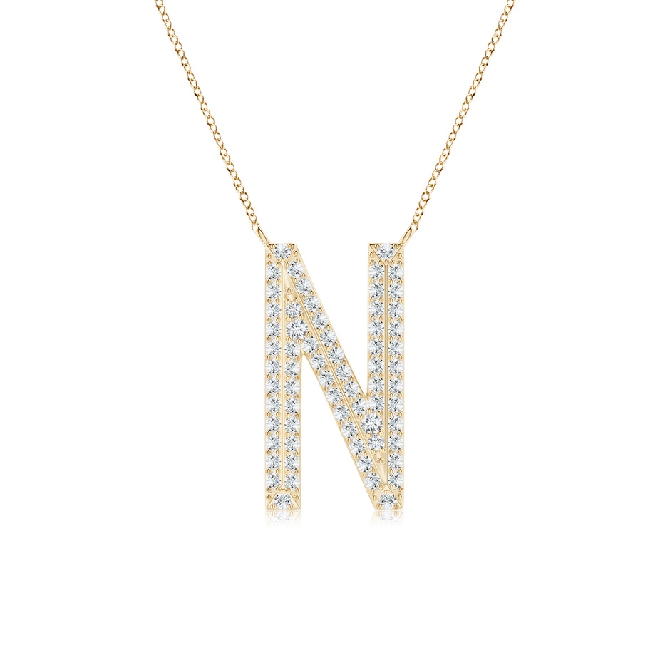 1.1mm GVS2 Prong-Set Diamond Capital "N" Knife-Edge Initial Pendant in Yellow Gold 