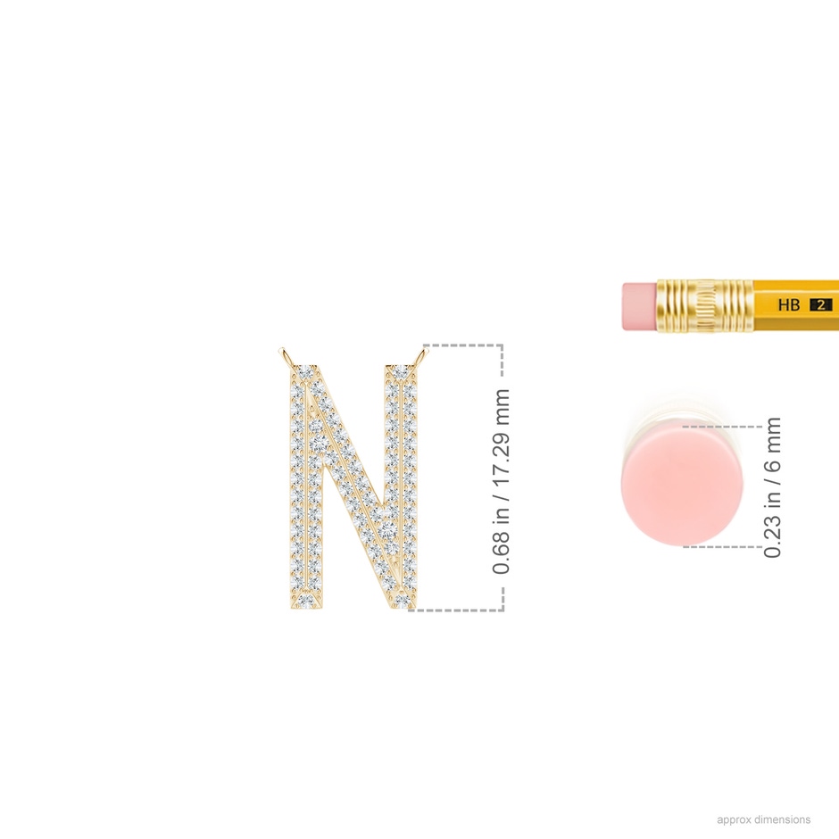 1.1mm GVS2 Prong-Set Diamond Capital "N" Knife-Edge Initial Pendant in Yellow Gold ruler