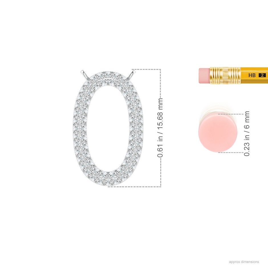 1mm GVS2 Prong-Set Diamond Capital "O" Knife-Edge Initial Pendant in P950 Platinum ruler