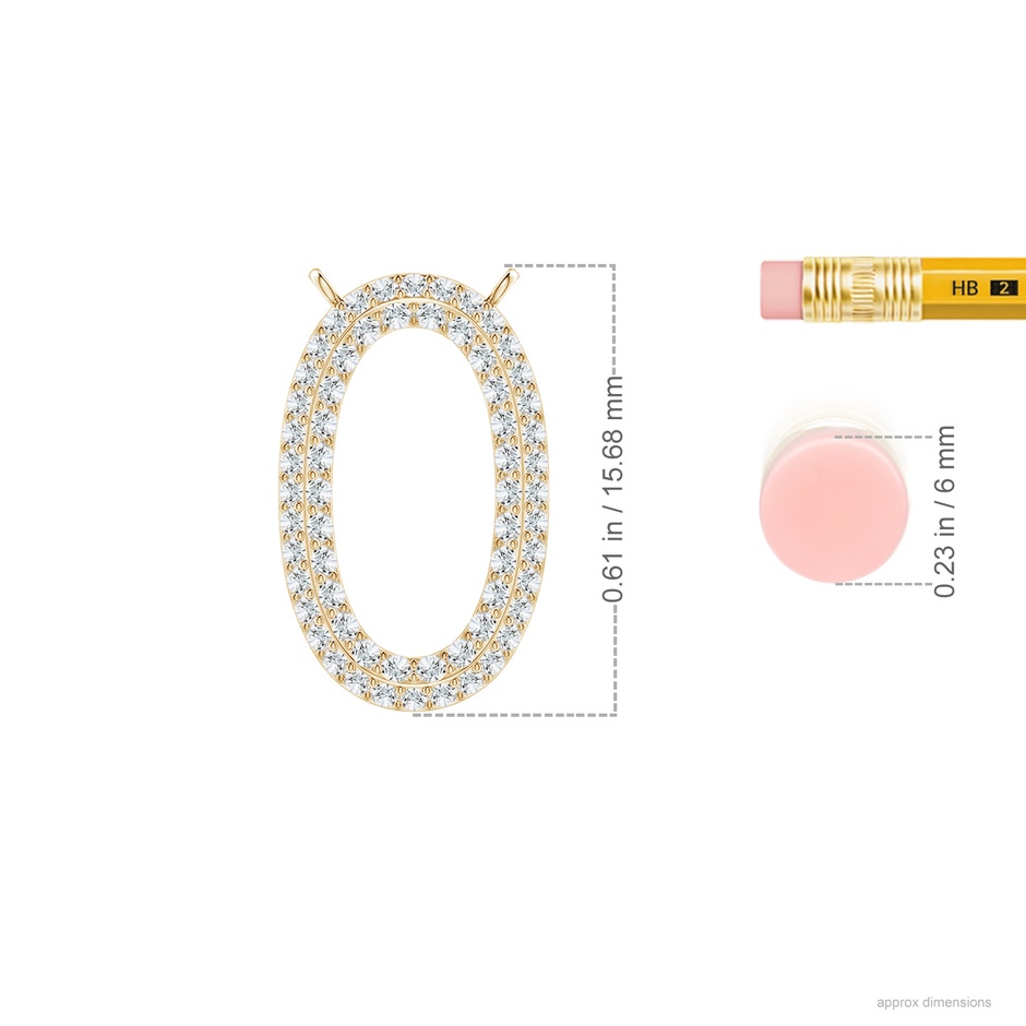 1mm GVS2 Prong-Set Diamond Capital "O" Knife-Edge Initial Pendant in Yellow Gold ruler