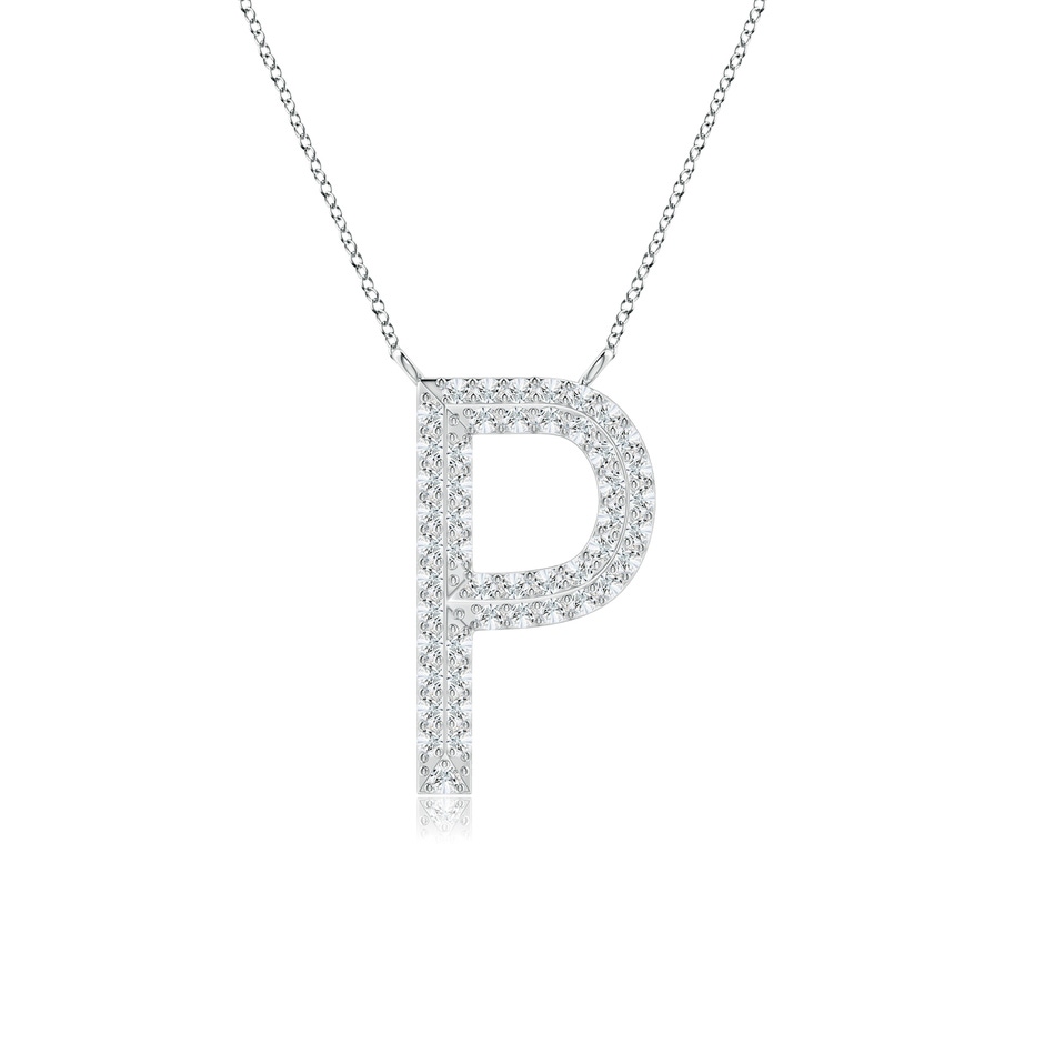 1mm GVS2 Prong-Set Diamond Capital "P" Knife-Edge Initial Pendant in White Gold 