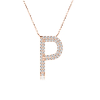 1mm HSI2 Prong-Set Diamond Capital "P" Knife-Edge Initial Pendant in 9K Rose Gold