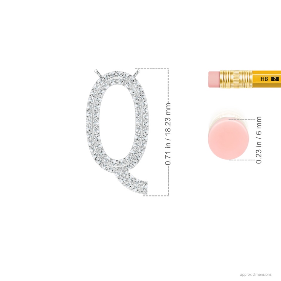 1mm GVS2 Prong-Set Diamond Capital "Q" Knife-Edge Initial Pendant in P950 Platinum ruler