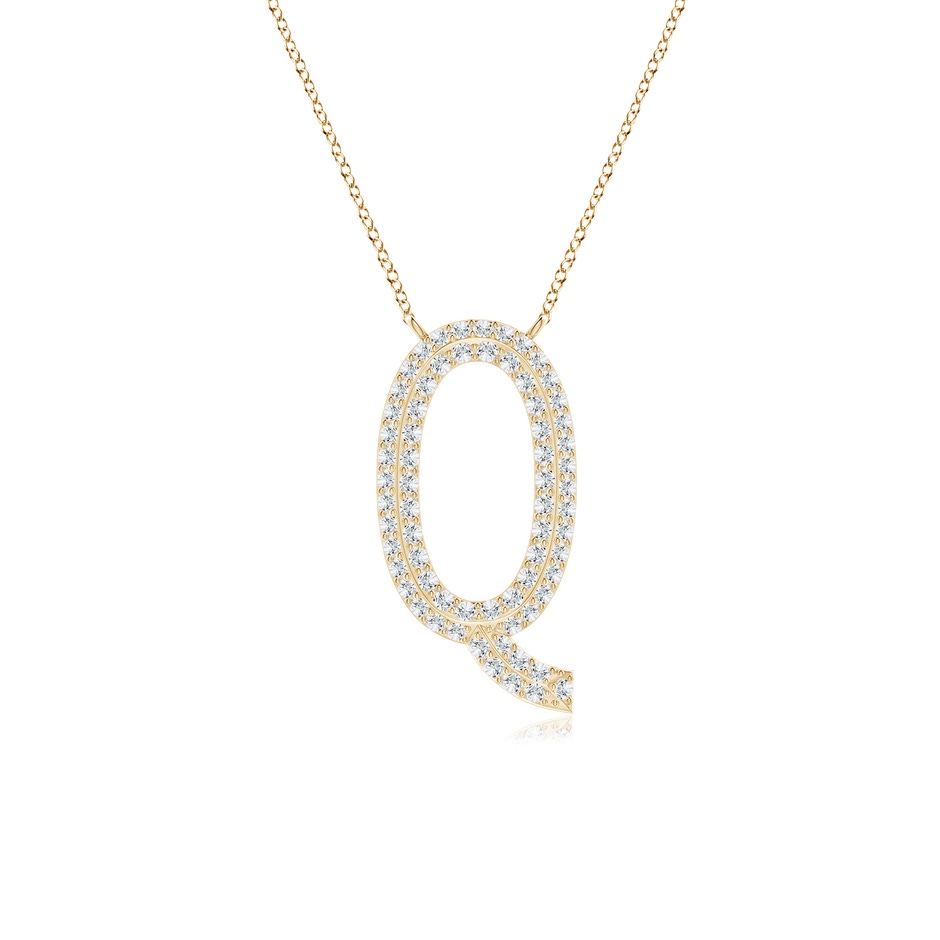 1mm GVS2 Prong-Set Diamond Capital "Q" Knife-Edge Initial Pendant in Yellow Gold 