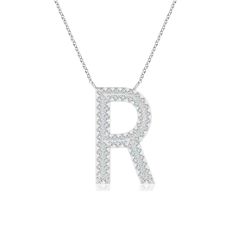 0.95mm GVS2 Prong-Set Diamond Capital "R" Knife-Edge Initial Pendant in P950 Platinum 