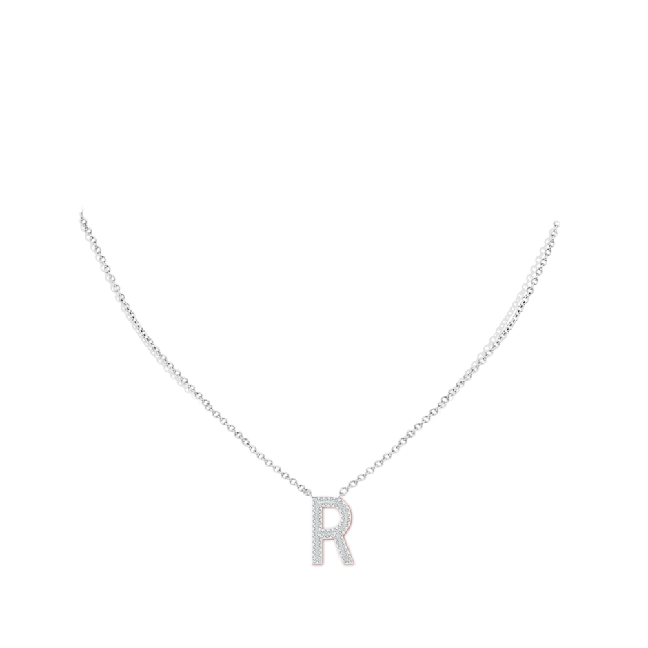 0.95mm GVS2 Prong-Set Diamond Capital "R" Knife-Edge Initial Pendant in P950 Platinum body-neck