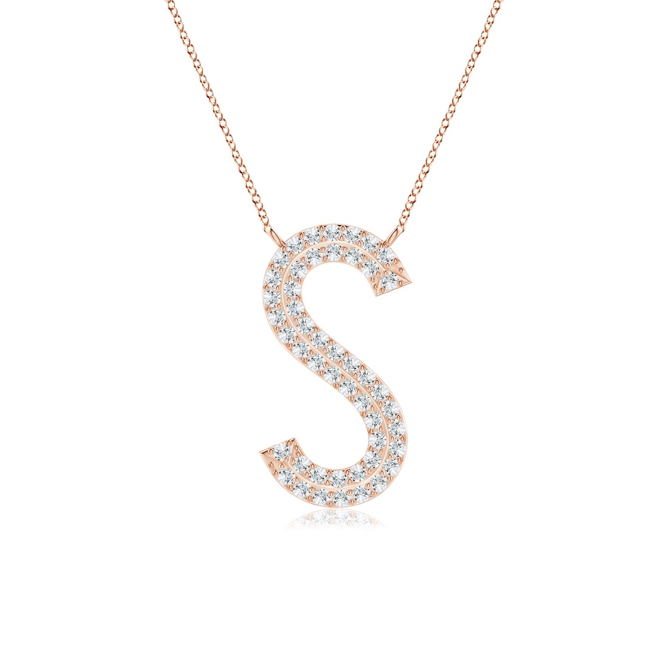 1mm GVS2 Prong-Set Diamond Capital "S" Knife-Edge Initial Pendant in Rose Gold 