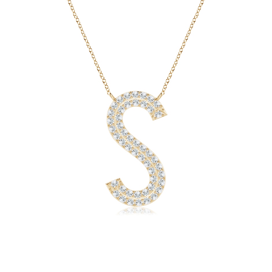 1mm GVS2 Prong-Set Diamond Capital "S" Knife-Edge Initial Pendant in Yellow Gold 