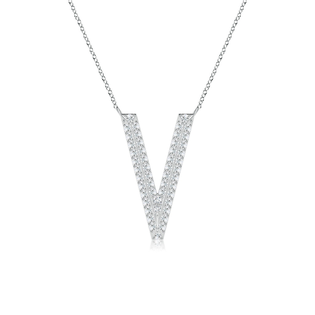 1mm GVS2 Prong-Set Diamond Capital "V" Knife-Edge Initial Pendant in P950 Platinum