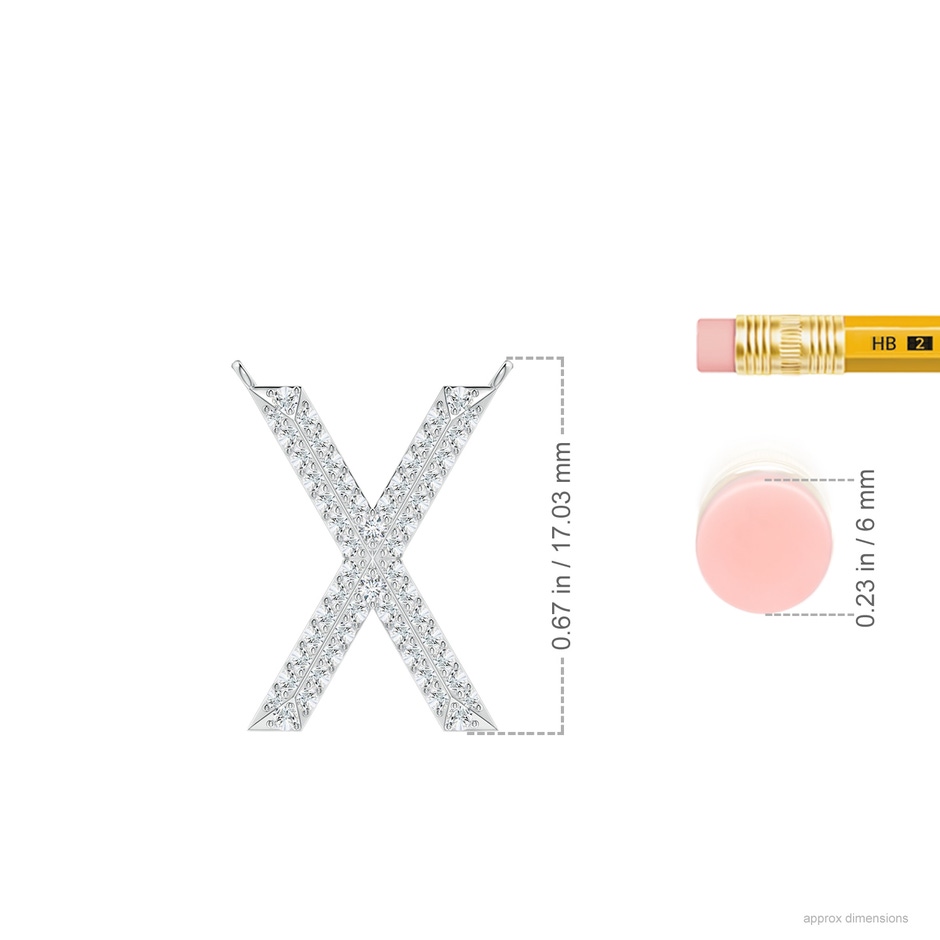 1.1mm GVS2 Prong-Set Diamond Capital "X" Knife-Edge Initial Pendant in P950 Platinum ruler