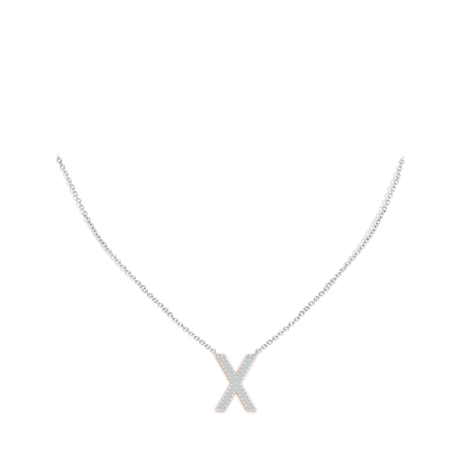 1.1mm GVS2 Prong-Set Diamond Capital "X" Knife-Edge Initial Pendant in P950 Platinum body-neck