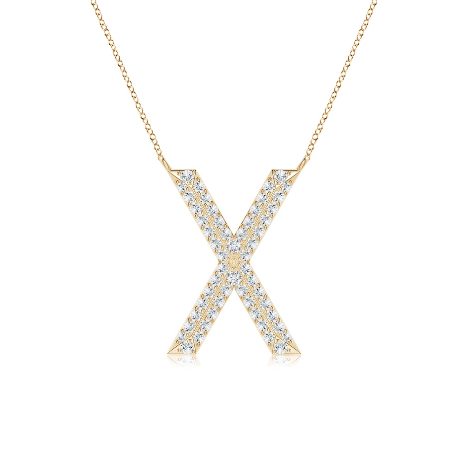 1.1mm GVS2 Prong-Set Diamond Capital "X" Knife-Edge Initial Pendant in Yellow Gold 