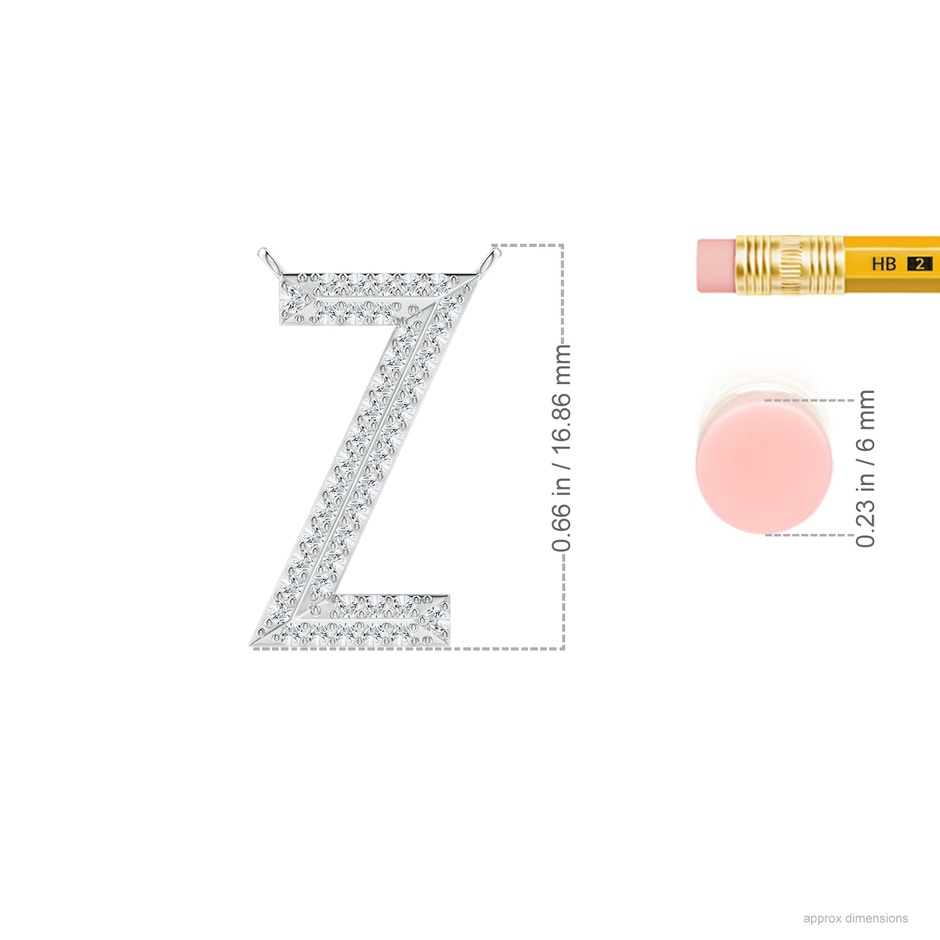 1.05mm GVS2 Prong-Set Diamond Capital "Z" Knife-Edge Initial Pendant in White Gold ruler