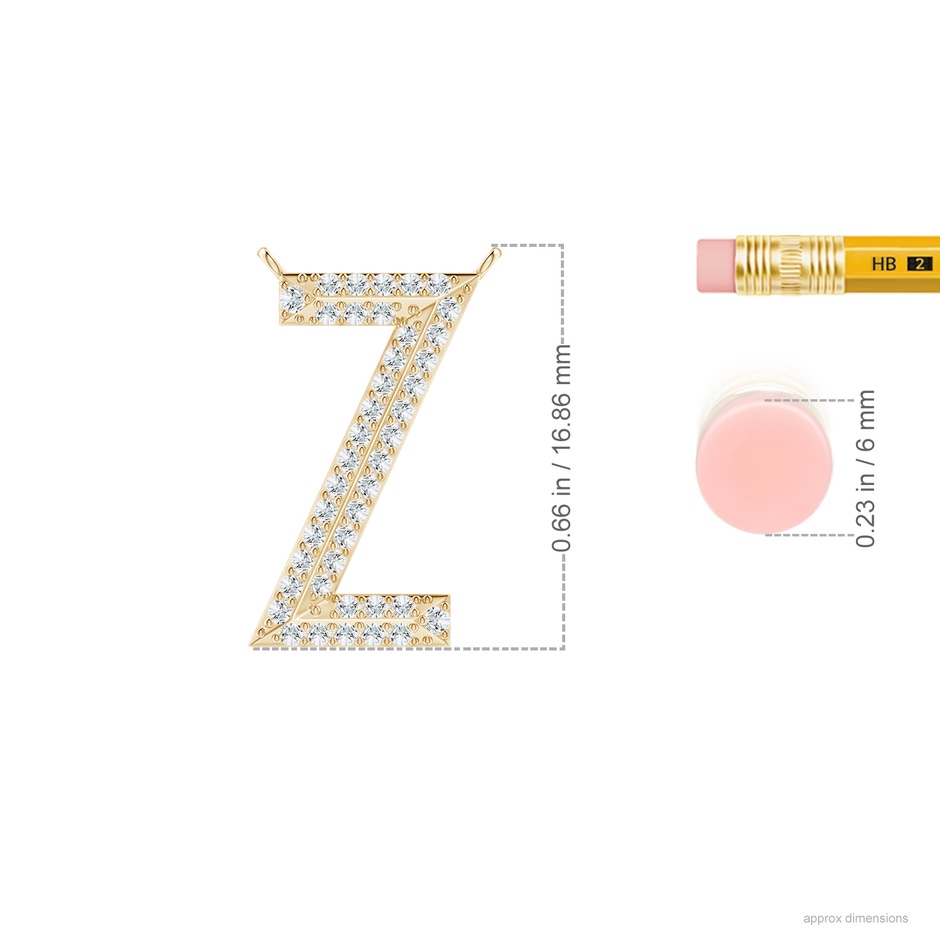 1.05mm GVS2 Prong-Set Diamond Capital "Z" Knife-Edge Initial Pendant in Yellow Gold ruler