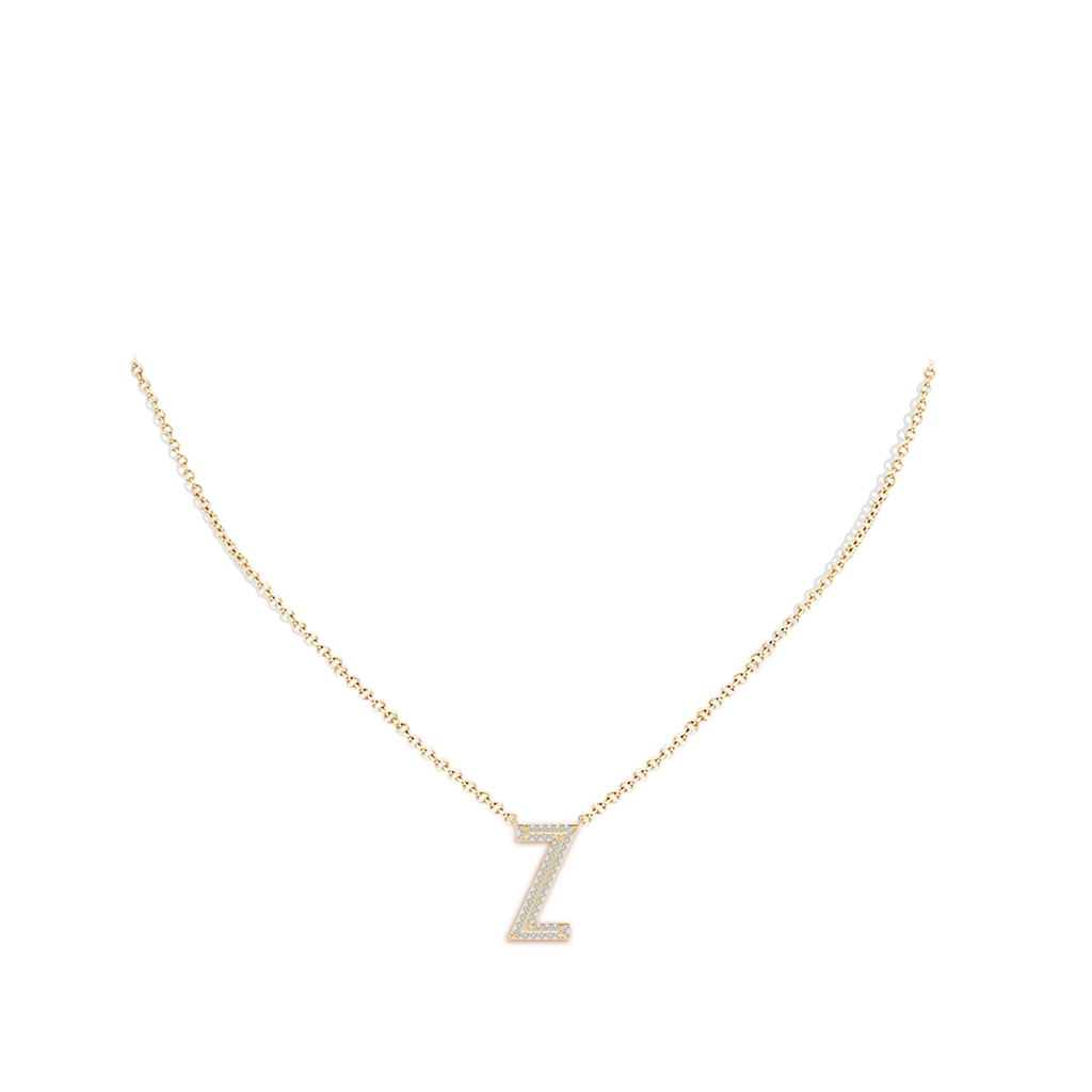 1.05mm HSI2 Prong-Set Diamond Capital "Z" Knife-Edge Initial Pendant in Yellow Gold Body-Neck