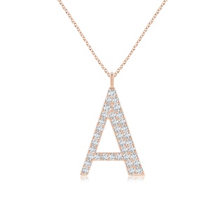 1.35mm GVS2 Modern Deco Diamond Capital "A" Initial Pendant in 9K Rose Gold