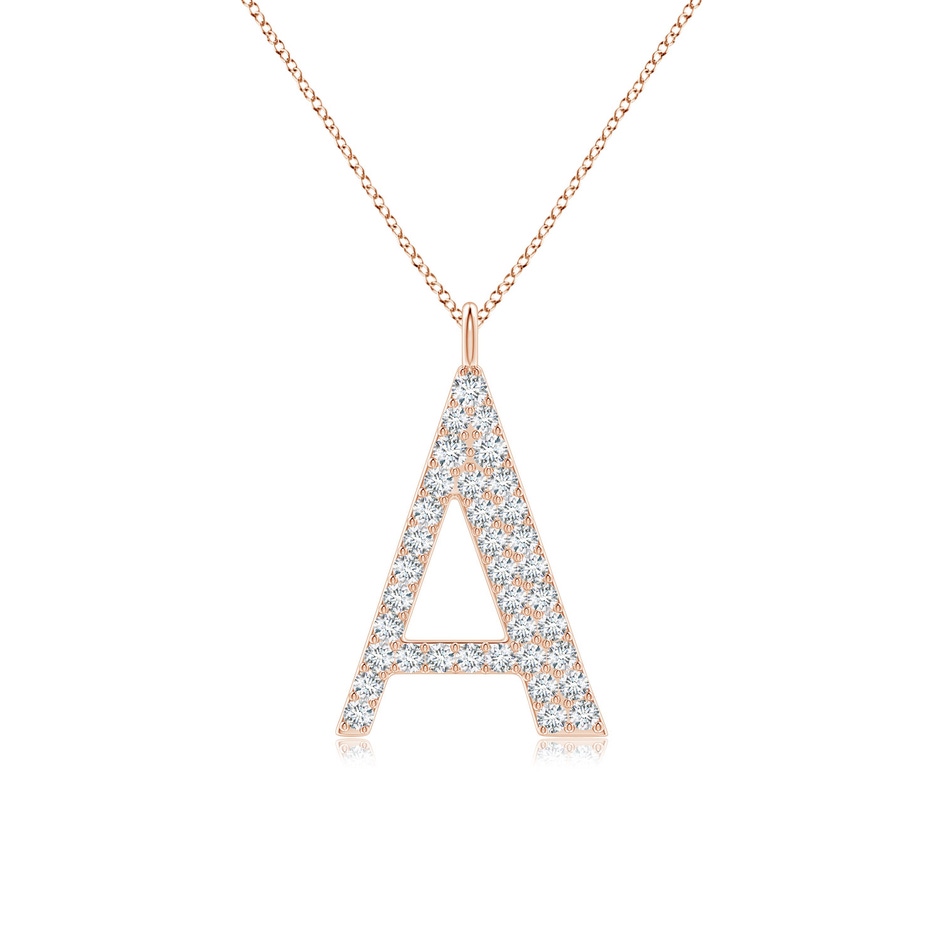 1.35mm GVS2 Modern Deco Diamond Capital "A" Initial Pendant in 9K Rose Gold 