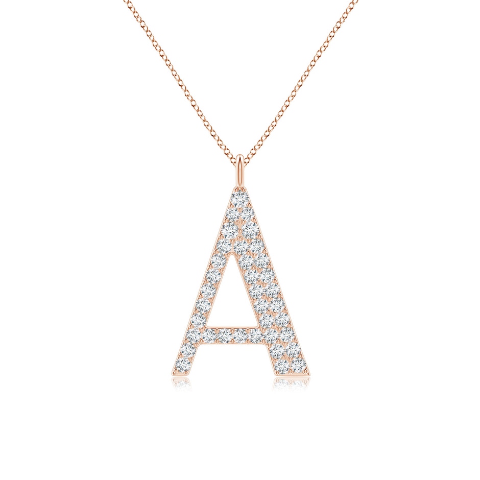 1.35mm GVS2 Modern Deco Diamond Capital "A" Initial Pendant in Rose Gold 