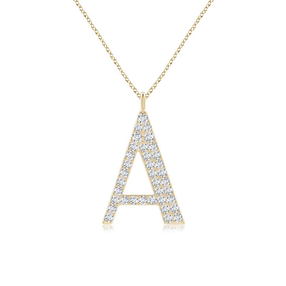 1.35mm GVS2 Modern Deco Diamond Capital "A" Initial Pendant in Yellow Gold 