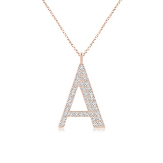 1.35mm HSI2 Modern Deco Diamond Capital "A" Initial Pendant in Rose Gold