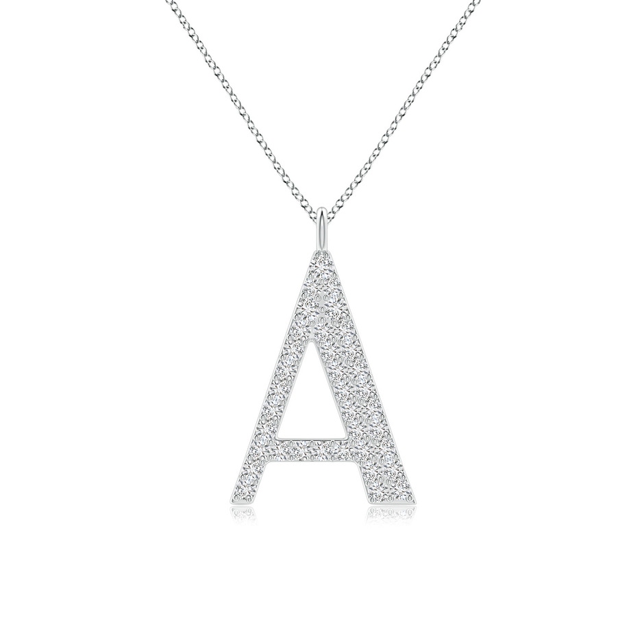 1.35mm HSI2 Modern Deco Diamond Capital "A" Initial Pendant in White Gold 