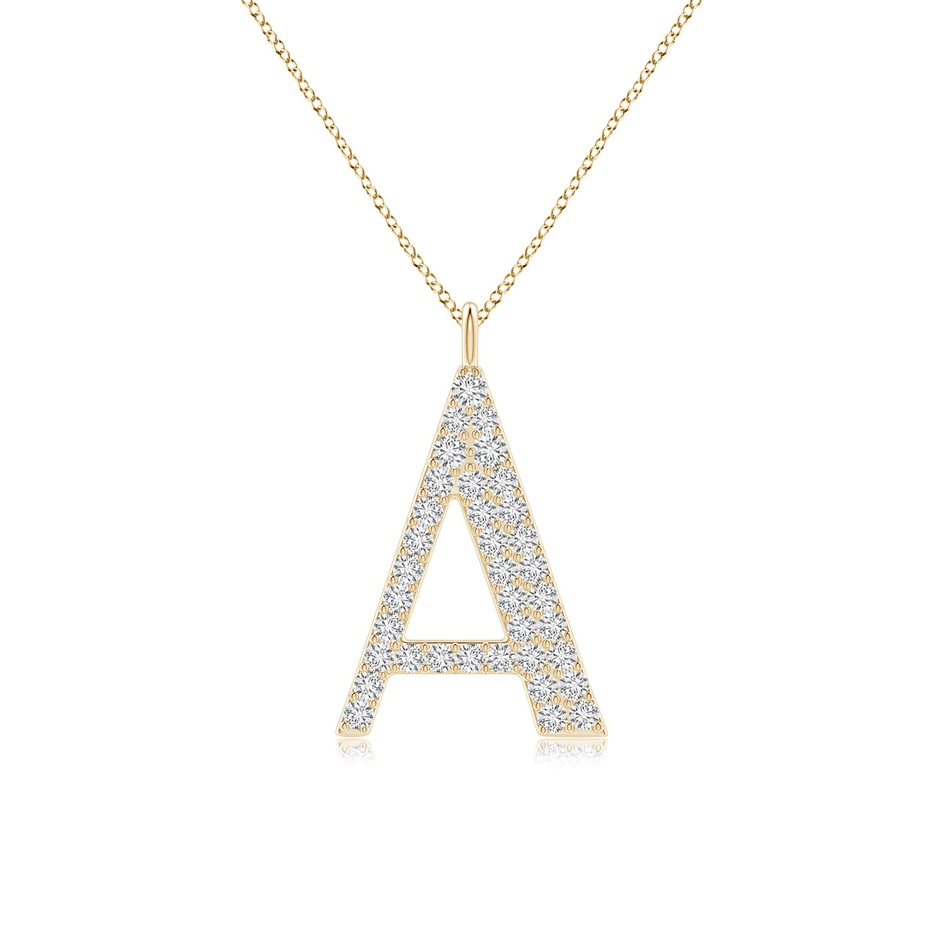 1.35mm HSI2 Modern Deco Diamond Capital "A" Initial Pendant in Yellow Gold 