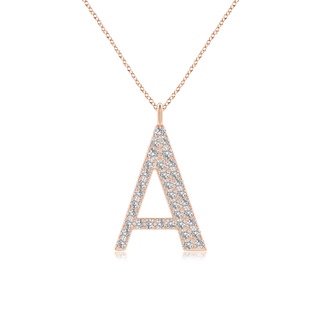 1.35mm IJI1I2 Modern Deco Diamond Capital "A" Initial Pendant in 9K Rose Gold