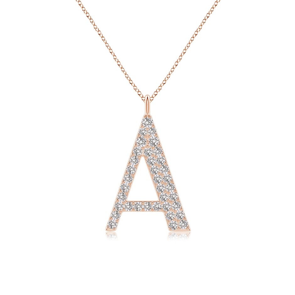 1.35mm IJI1I2 Modern Deco Diamond Capital "A" Initial Pendant in Rose Gold 