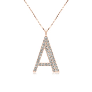 1.35mm KI3 Modern Deco Diamond Capital "A" Initial Pendant in 9K Rose Gold