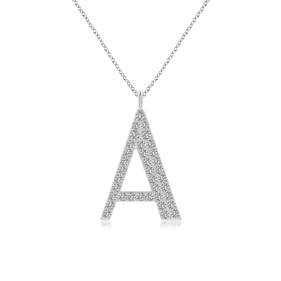 1.35mm KI3 Modern Deco Diamond Capital "A" Initial Pendant in White Gold 