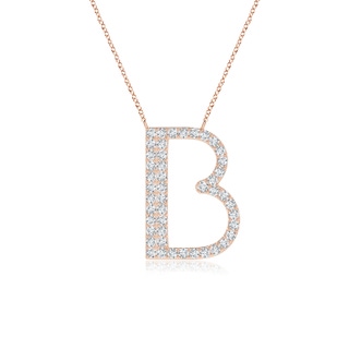 1.2mm GVS2 Modern Deco Diamond Capital "B" Initial Pendant in Rose Gold